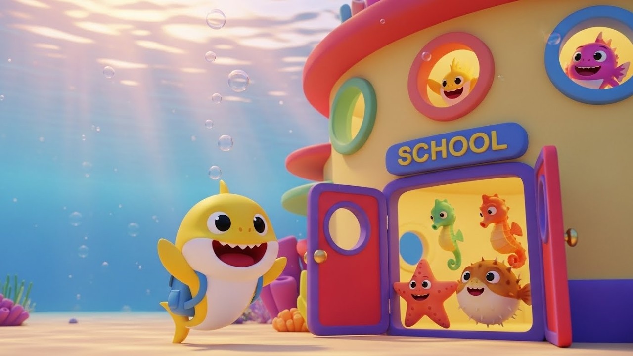 🎵 Baby Shark First Day at School Song for Kids | Back to School Nursery ...