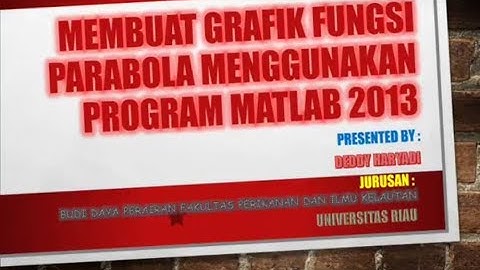 MATLAB TUTORIAL R2013a - PARABOLA FUNCTION