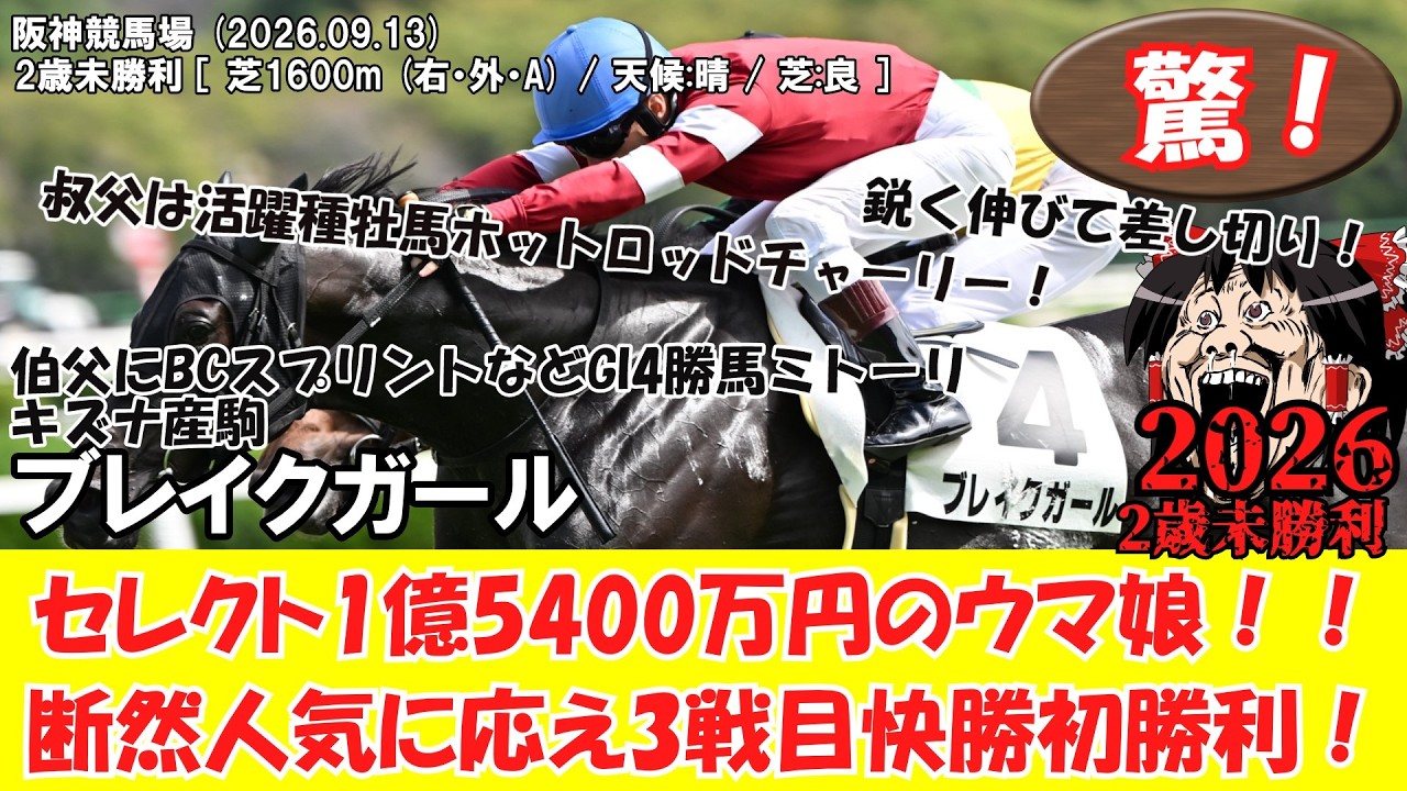 競馬】 驚き！セレクト1億5400万円のウマ娘！断然人気に応え3戦目快勝