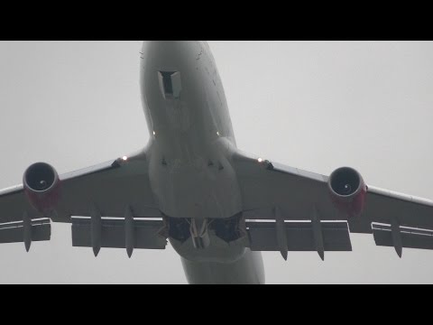 airbus a220 Virgin Atlantic 747-400 VS76 G-VLIP Take off Manchester Airport