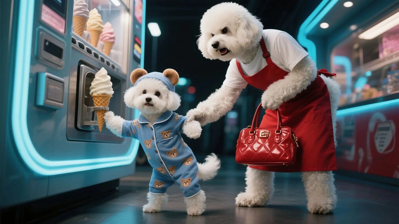 Lesson in honesty from mom dog do baby puppy at an ice cream shop!🍦🚫Compilation