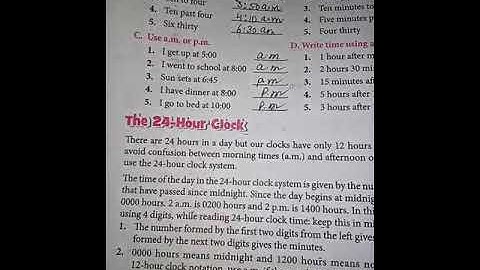 Class 4: Maths Exercise 11.4 (Concept of 24 hour Clock)
