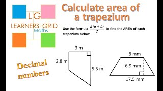AREA TUTORIAL - trapeziums 4 (using formula) decimal numbers