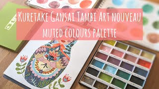 Swatch & Timelapse Painting with Kuretake's Gansai Tambi Art Nouveau Muted Colours Palette