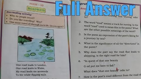 || 5th STD English|| poem-10 Roadways||Full answer