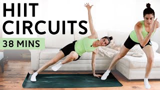 Bodyweight HIIT Circuits Workout (38 Mins) - Total Body No Equipment HIIT Workout at Home