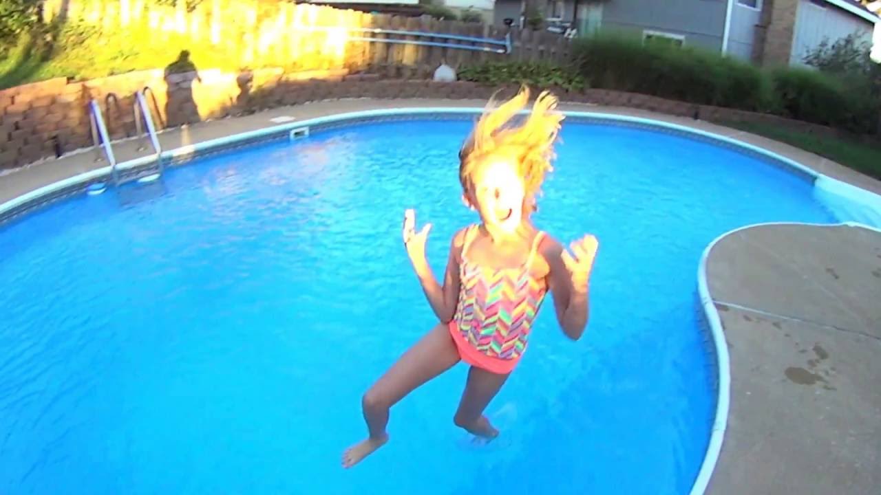 Slow Motion Water Jackie Girl Jumps Into A Pool | Summer Time Party