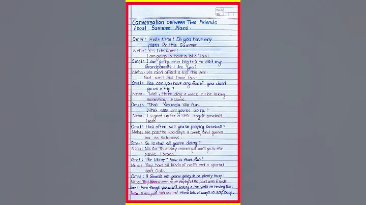 Conversation between two friends about summer Plans l Diolog between two friends about summer Plans