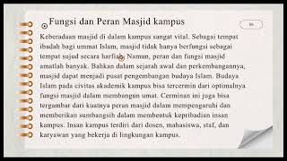 PERAN DAN FUNGSI MASJID KAMPUS DALAM PENGEMBANGAN ISLAM. PERAN DAN FUNGSI MASJID KAMPUS DALAM PENGEMBANGAN ISLAM.
