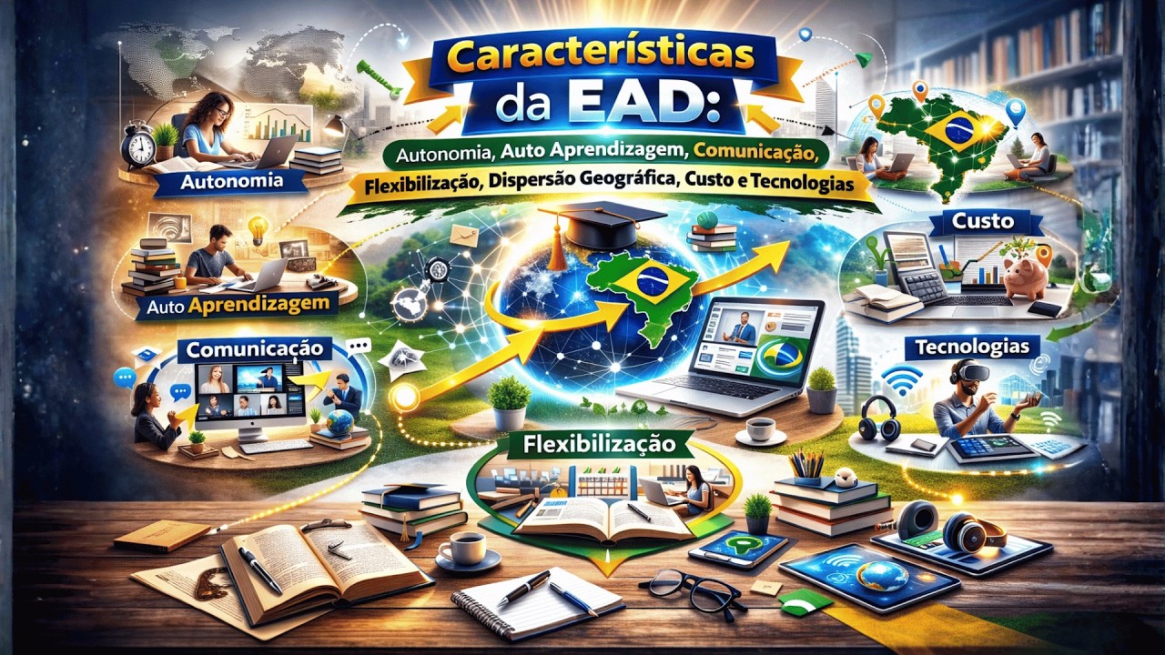 Características da EAD: Autonomia, Auto Aprenndizagem, Comunicação, Flexibilização e Tecnologias