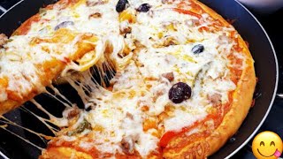 البيتزا السائلة في مقلاةألذ و أسرع بيتزا بدون عجن و بدون فرن وجبة عشاء صيفية/PIZZA à LA pôles