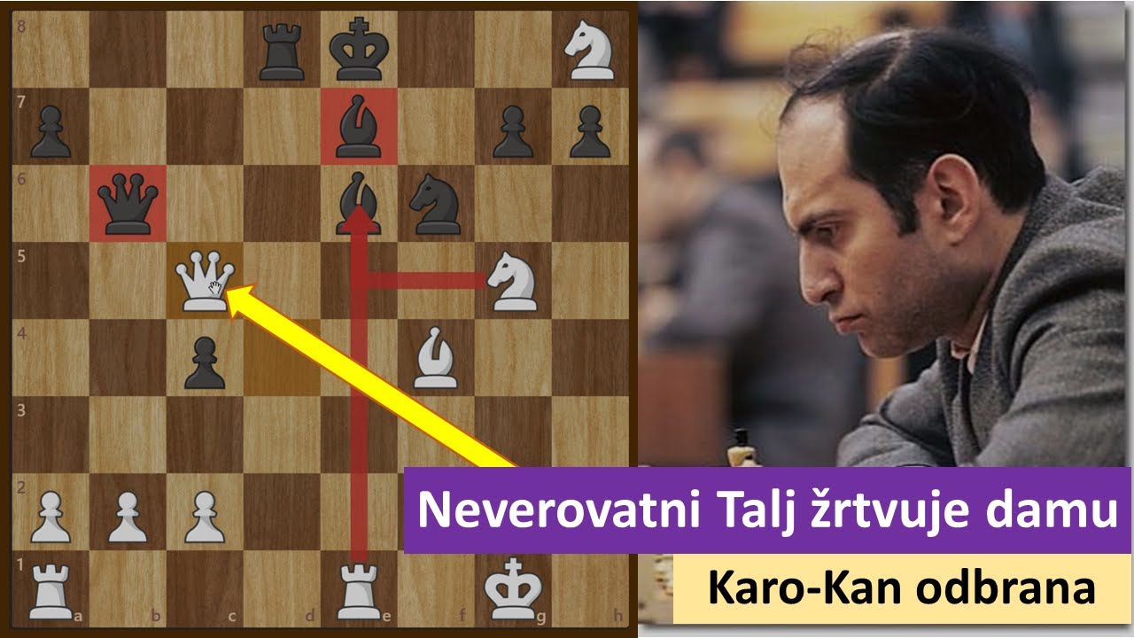Neverovatni Mihail Talj žrtvuje damu i ide u brutalan napad - Karo-Kan odbrana