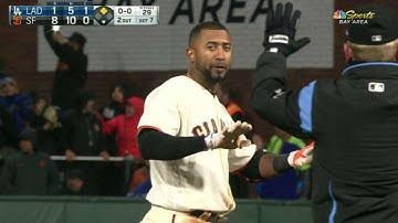 LAD@SF: Nunez cranks RBI double to the wall in center