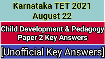 kartet 2021 Child Development and Pedagogy paper 2 key answers | Cdp/Psychology Key answers paper 2