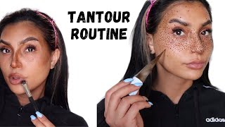 TANTOUR &amp; HENNA FAUX FRECKLES ROUTINE | CUT YOUR MAKEUP TIME IN HALF!!!!