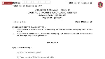 BCA 3RD SEM DIGITAL CIRCUITS AND LOGIC DESIGN B DEC 2018 | PTU
