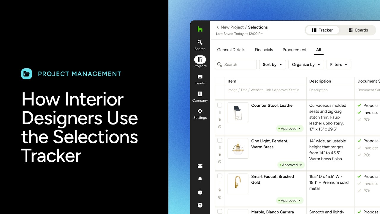 How Interior Designers Use the Selections Tracker in Houzz Pro - YouTube