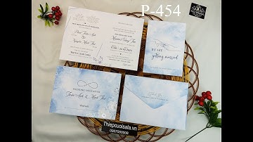 THIỆP CƯỚI MÀU XANH P454