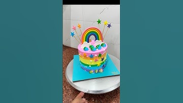 Rainbow 🌈 theme cake #shortsfeed #shorts #trending #rainbow #rainbowcake #cakedecorating