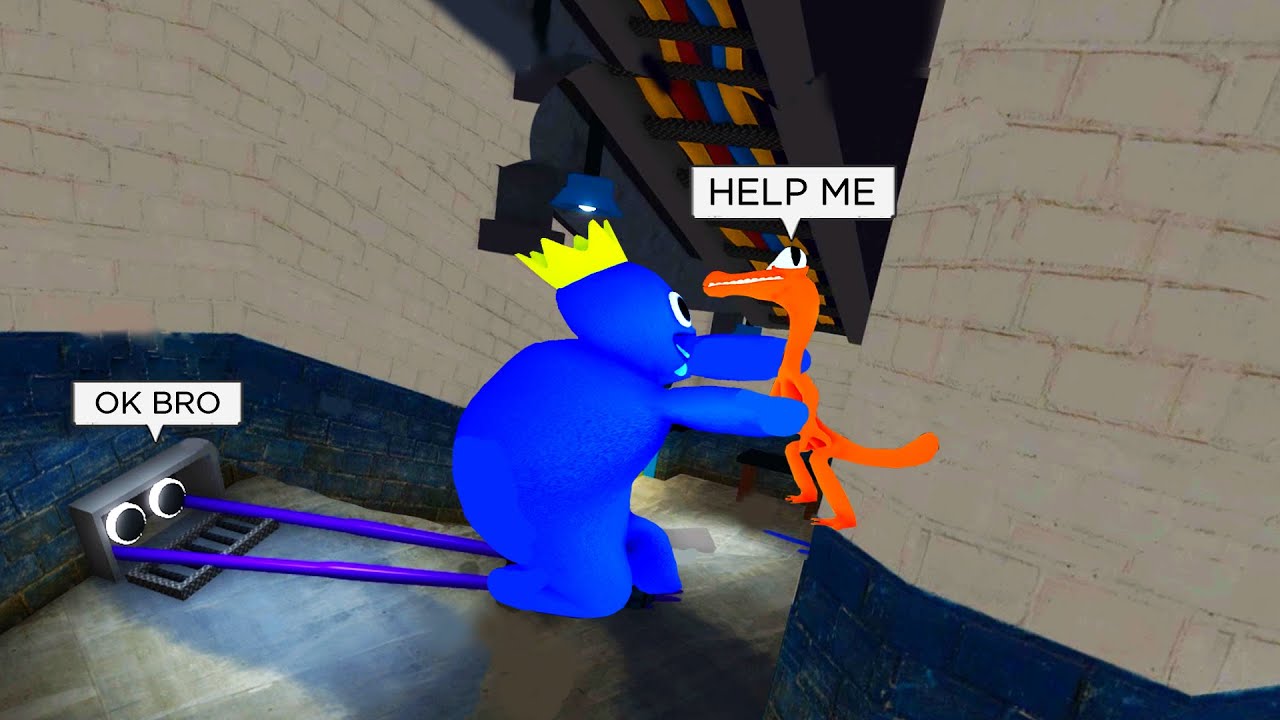 Blue Attacking Rainbow Friends Roblox