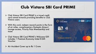 Club Vistara SBI Credit Card PRIME Features & Rewards 2023