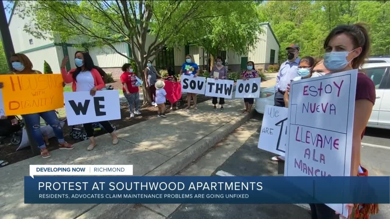 Residents protest delayed repairs at Richmond apartment complex - YouTube