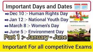 Important Days and Dates |GK Class| January to June |For SSC, RAILWAY Exams PART-1