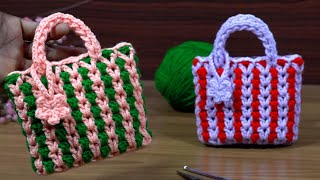Crochet Small 👜 Bag Design Tutorial #Easy and simple #Tunisian Knitting #easy
