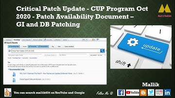 Critical Patch Update - CUP Program Oct 2020 - Patch Availability Document - GI and DB Patching