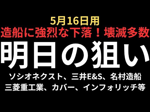 【壊滅銘柄多数】チャートで見る明日の狙い｜ソシオネクスト、三井E&amp;S、名村造船、三菱重工業、カバー、インフォリッチ、QPS等