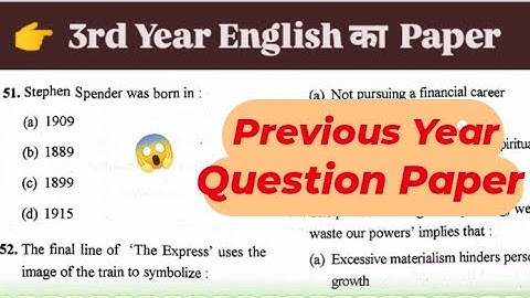 Solved Question Paper 🔥 3rd Year (BA/BSC/BCOM) Foundation course english
