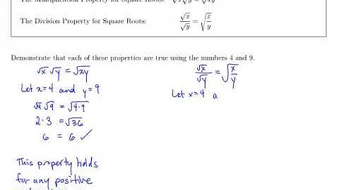 MTH 65 (§6.1, v4) Introduction to the Multiplication and Division Properties of Square Roots
