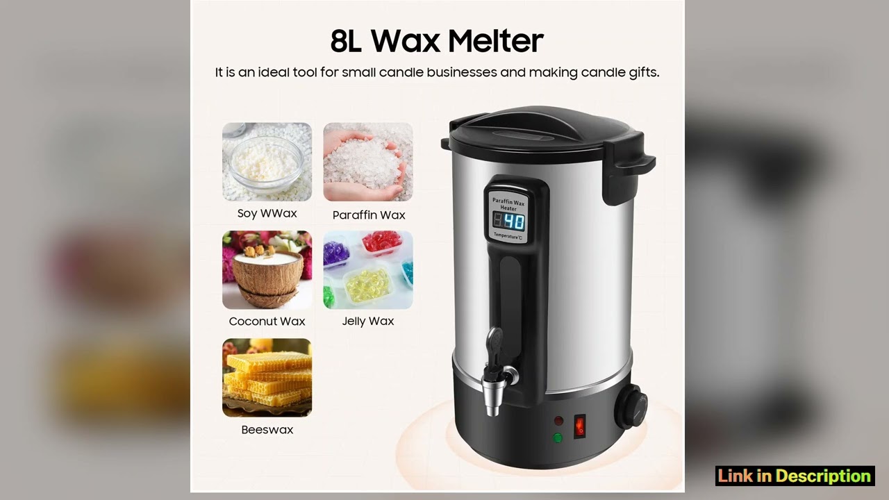 810812 L Wax Melter Kit for Candle Making 1100W Large Wax Melting Pot with Spout DIY Candles