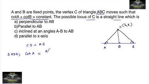 A and B are fixed points the vertex C of triangle ABC moves such that cotA+cotB=constant locus of C