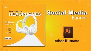 Social Media Post Design | Headphone Post Design | Adobe Illustrator #socialmediadesign #illustrator