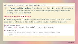 Resolving the nan Issue when Calculating the Hurst Exponent in Python