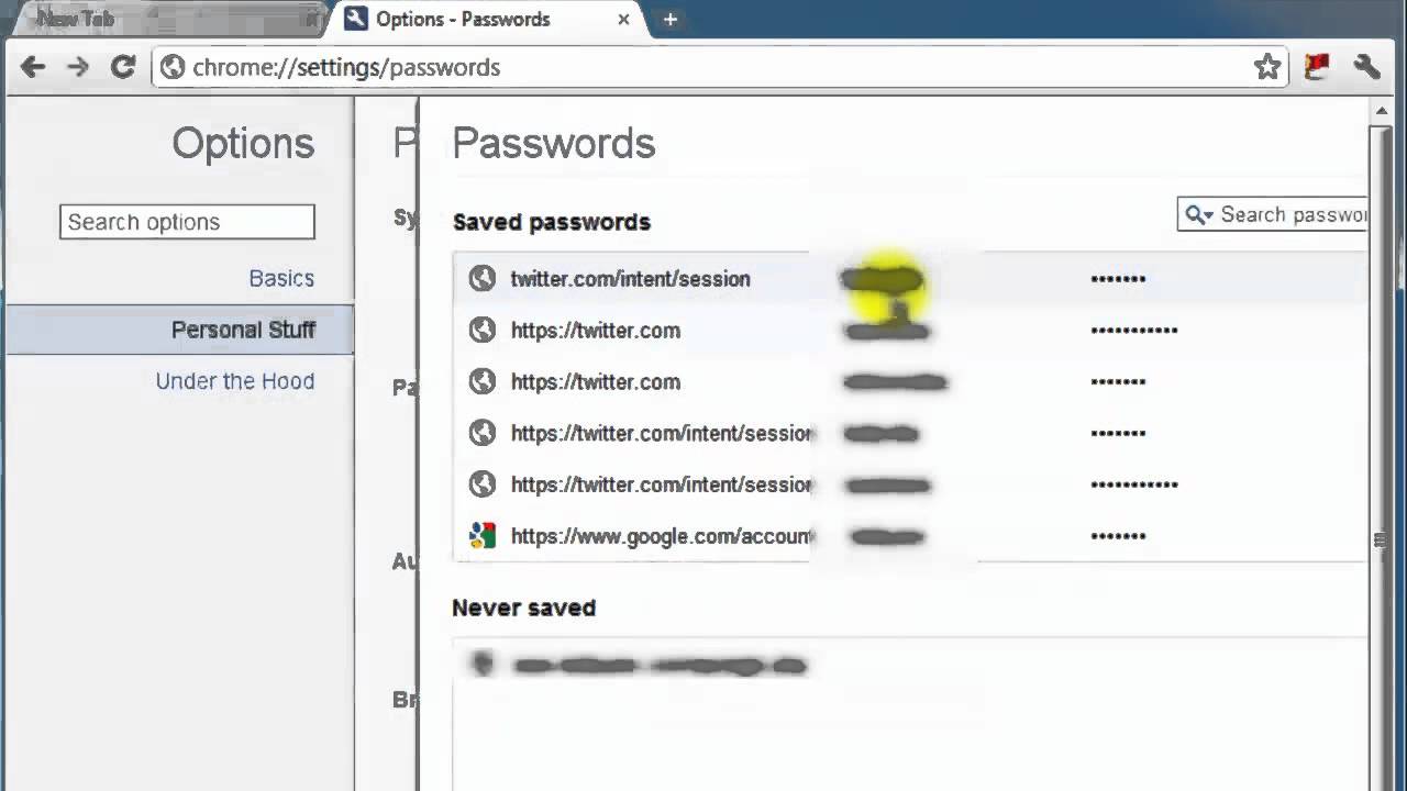 Password options. How to find passwords in Chrome.