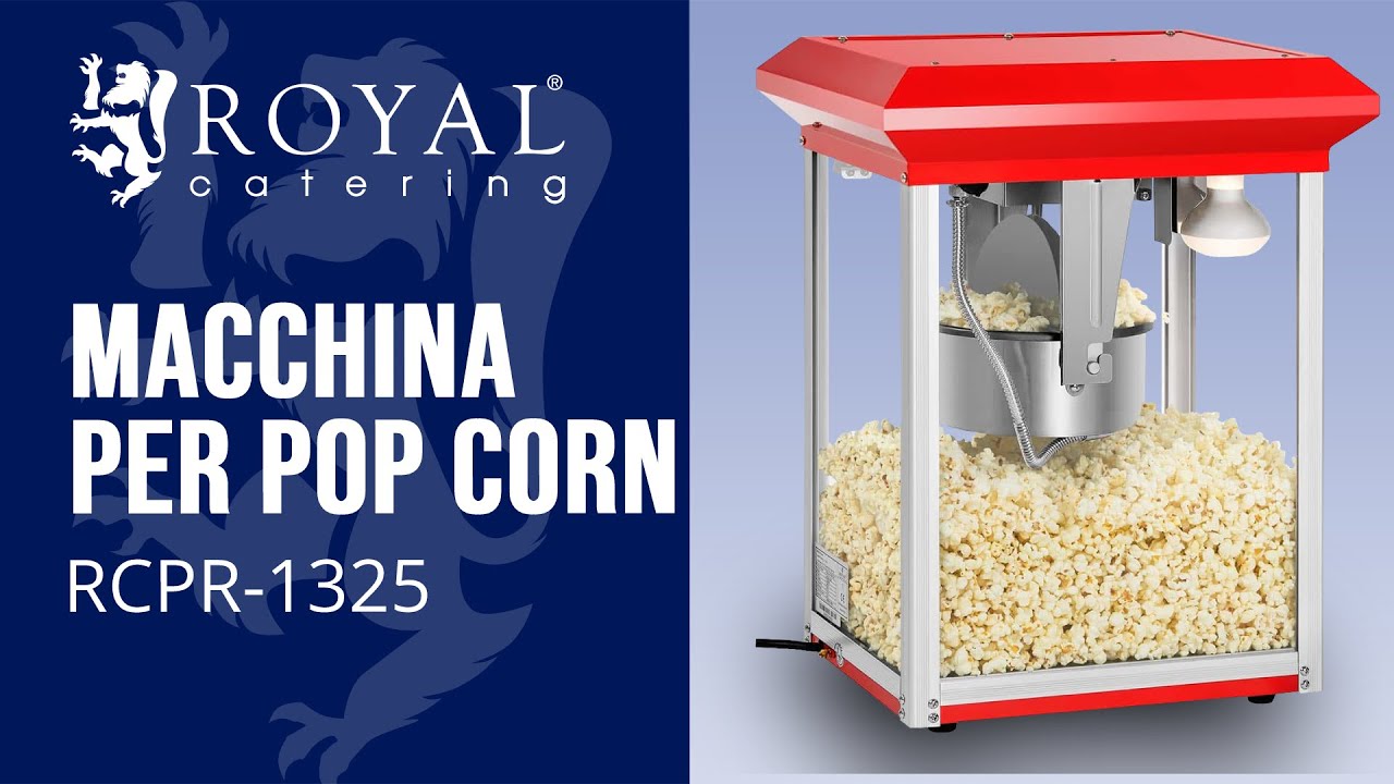 Macchina Pop Corn Professionale Royal Catering RCPS-BB1 - 1600W, 5-6 Kg/h, Design Retro Blu - Foto 2