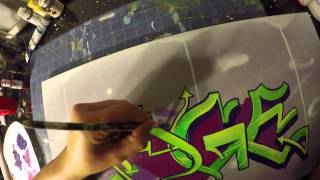 Sage acrylic graffiti painting process