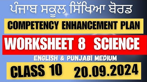 Class 10 SCIENCE Worksheet 8 solution 20.09.2024 english and punjabi medium #newszone39  #competency