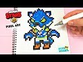 ЛЕОН ОБОРОТЕНЬ из  из ИГРЫ BRAWL STARS РИСУНКИ ПО КЛЕТОЧКАМ -PIXEL ART