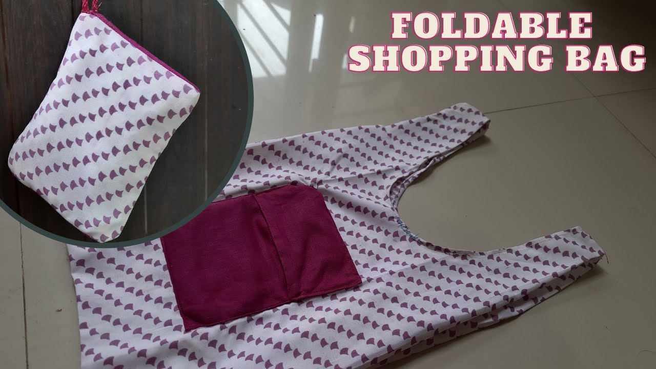 DIY Foldable Shopping Bag| Market bag|| DIY REUSABLE GROCERY BAG | How ...
