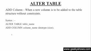 56. ALTER TABLE for adding one column without constraints in SQL (Hindi)