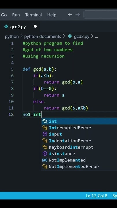 Python program to find gcd of two numbers using function💖👌#shorts # ...