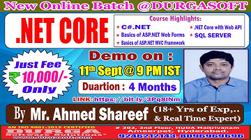 .NET CORE Online Training @ DURGASOFT