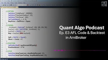 E3 Podcast AFL Code and Backtesting