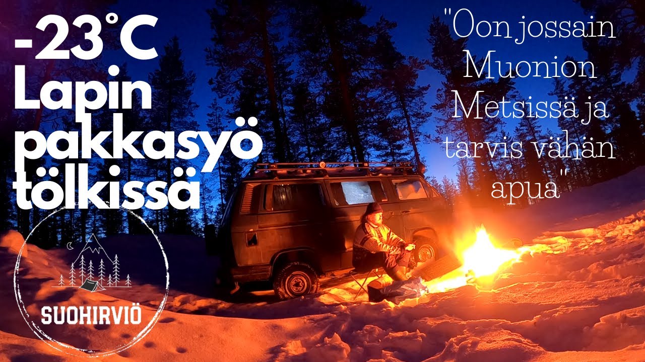 Talviretkeilyä tölkillä Lapissa  -23°C