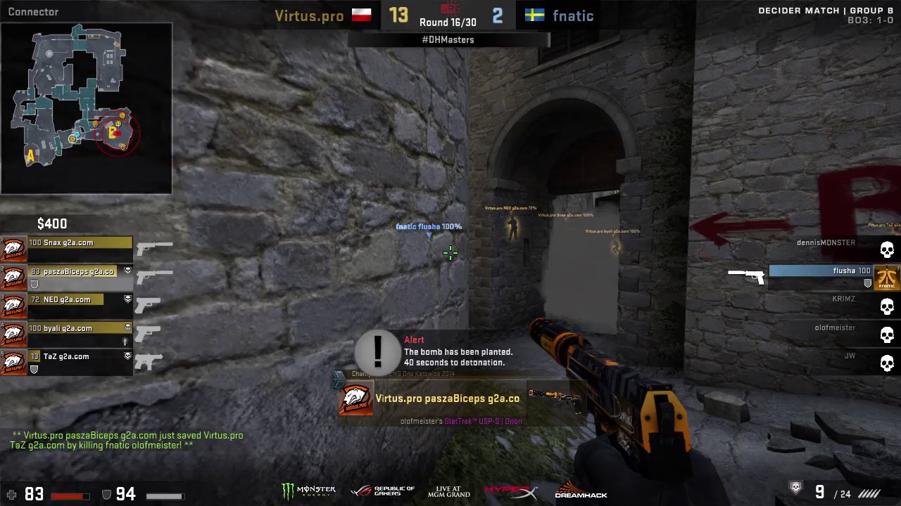 VP pasha knifes fnatic flusha - DreamHack Masters Las Vegas 2017