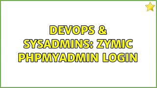 DevOps & SysAdmins: Zymic PHPMyADmin login Details