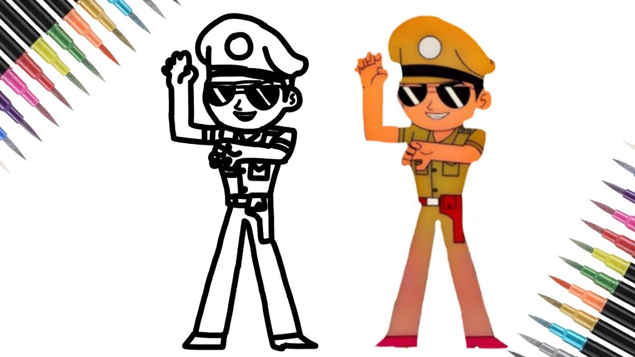 Little Singham 😎 Drawing easy step by step - for kids